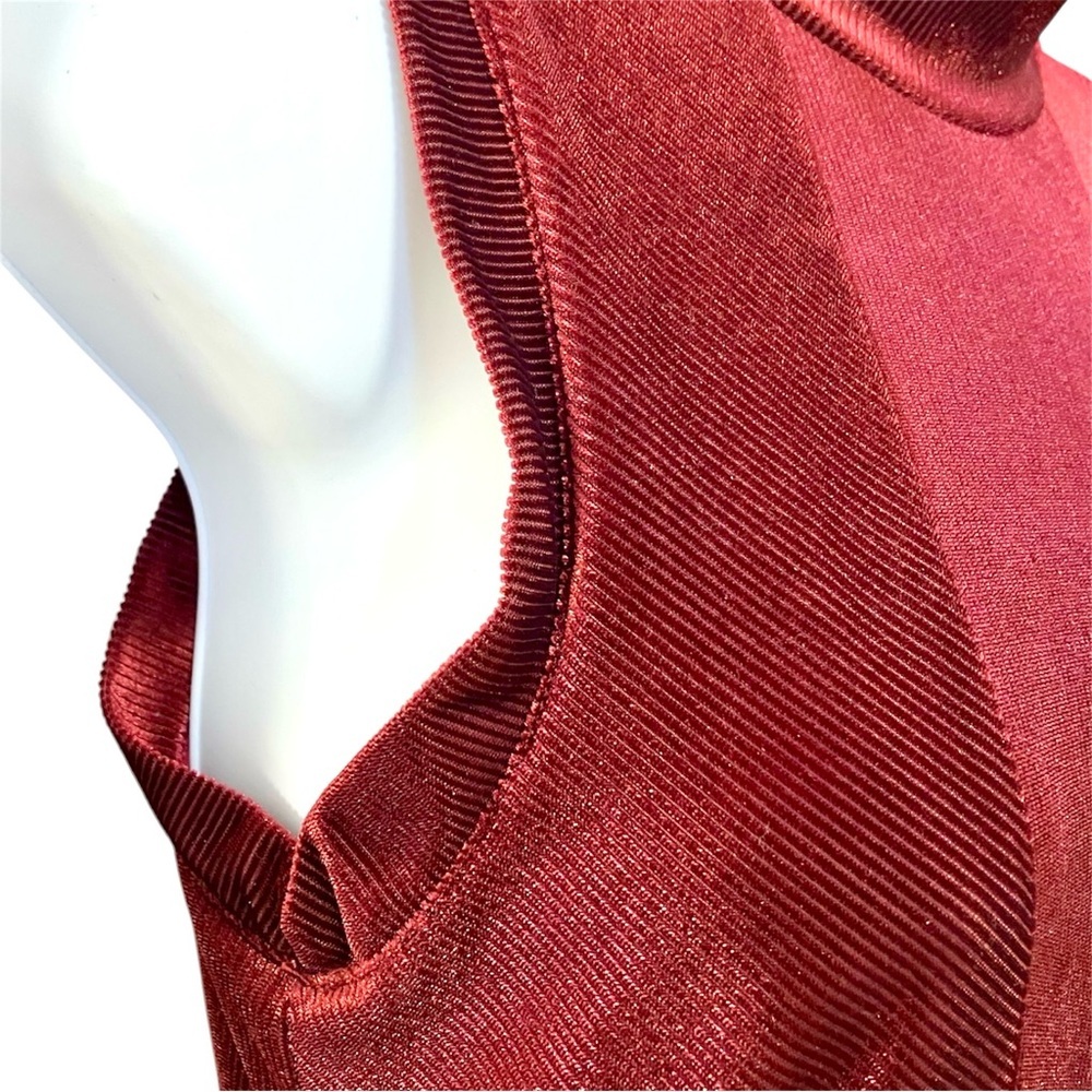 Altar’d State Burgundy Ribbed Velvet Flare Sleeveless Dress - Picture 5 of 6